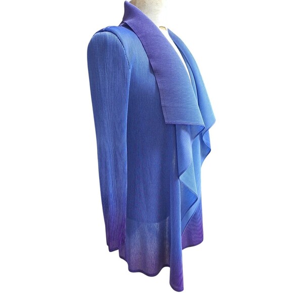 Vivian Shyu Textured Kimono Top Women S M Shawl Collar Long Sleeve Purple Retro - Picture 3 of 10